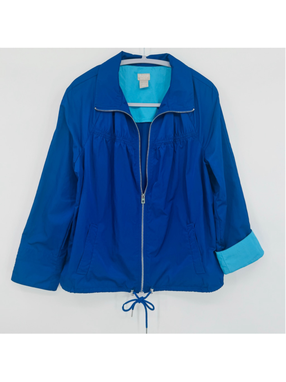 Women's Chico's Zenergy Jacket Size L Irridescent Blue Zip Up